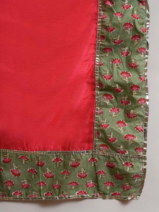 AKS Embroidered Thread Work Ready To Wear Silk Lehenga & Blouse With Dupatta