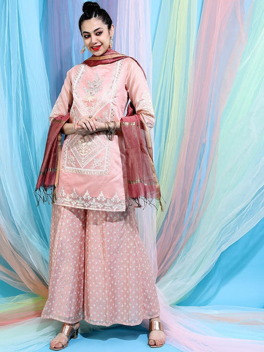 Vishudh Women Ethnic Motifs Cotton Blend Kurta Set