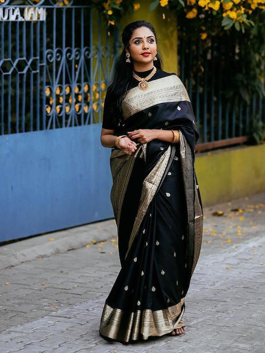 Anjaneya Sarees Ethnic Motifs Woven Design Zari Banarasi Saree