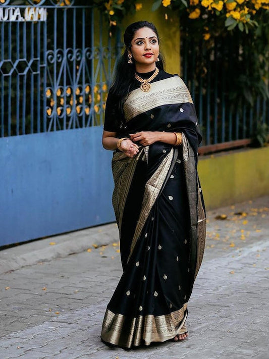 Anjaneya Sarees Ethnic Motifs Woven Design Zari Banarasi Saree