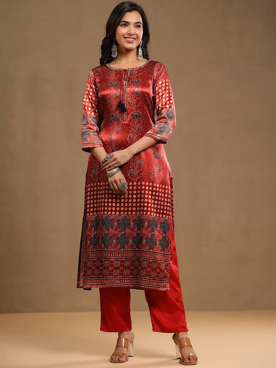 Vishudh Ethnic Motifs Printed Regular Kurta with Trousers & Dupatta