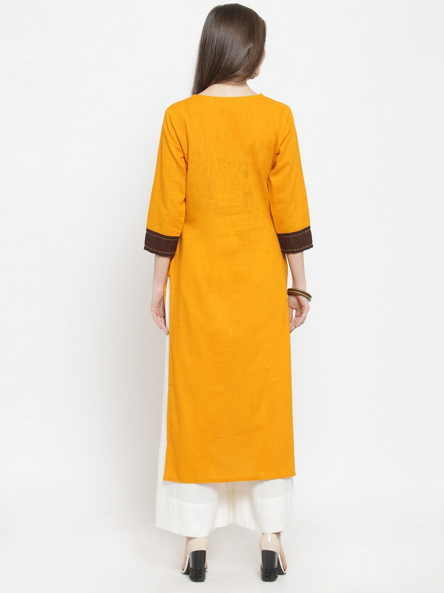KSUT Mustard Embroidered Straight Kurta