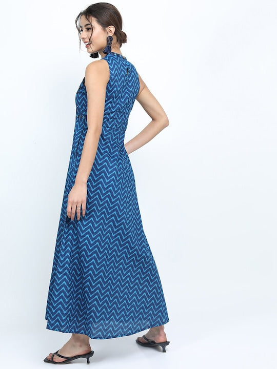 Vishudh Women Blue Ethnic Printed Maxi Dress