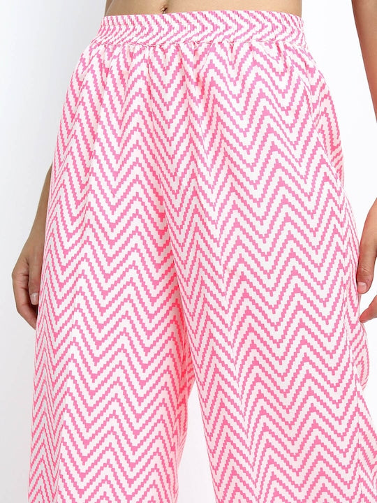 Vishudh Women Off White Floral Printed Empire Kurta with Palazzos & Dupatta