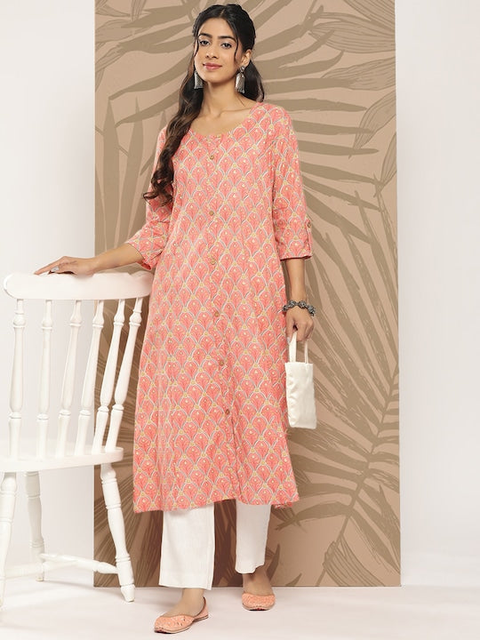 Yufta Pure Cotton Ethnic Motifs Printed Kurta