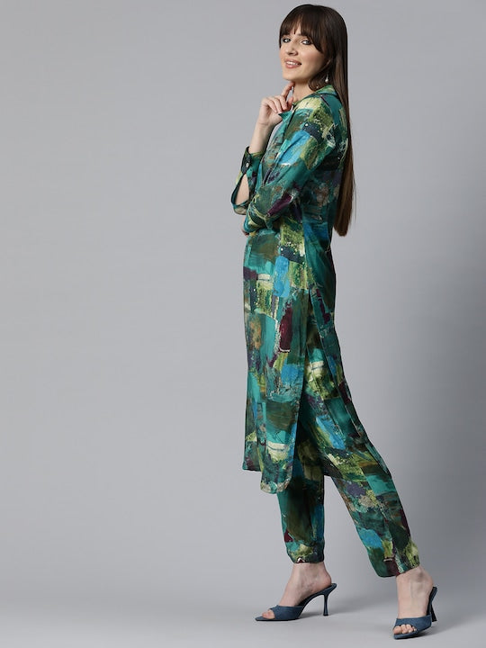 Readiprint Fashions Women Ethnic Motifs Printed Regular Pure Silk Kurta with Trousers