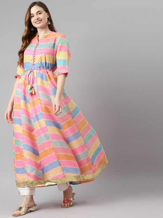 Readiprint Fashions Leheriya Printed Anarkali Kurta