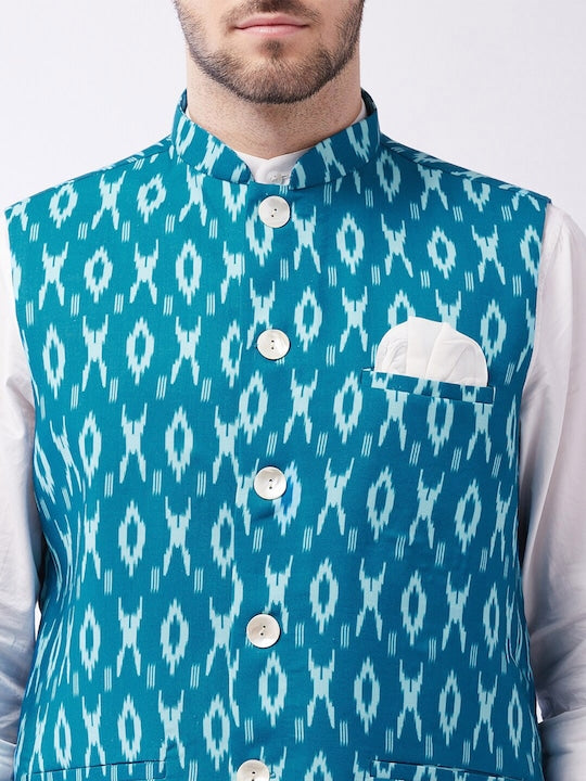 Vastramay Men Printed Pure Cotton Nehru Jacket