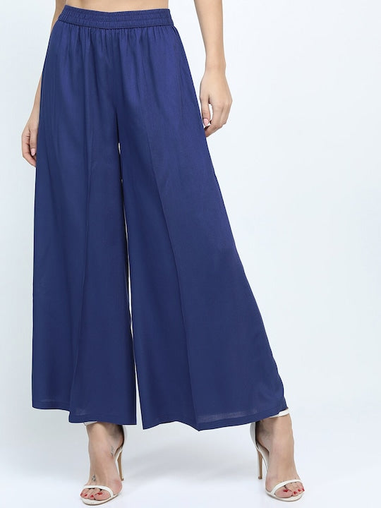 Vishudh Women Blue Printed Straight Kurta with Palazzo