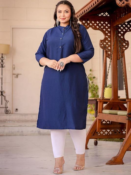 Yufta Plus Size Mandarin Collar Kurta