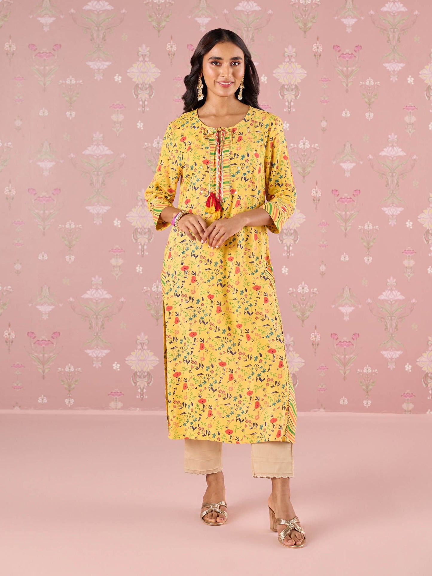 Likha Yellow Garden Groove Embroidered Kurta
