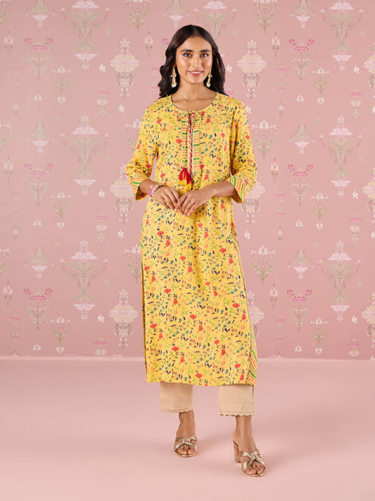 Likha Yellow Garden Groove Embroidered Kurta