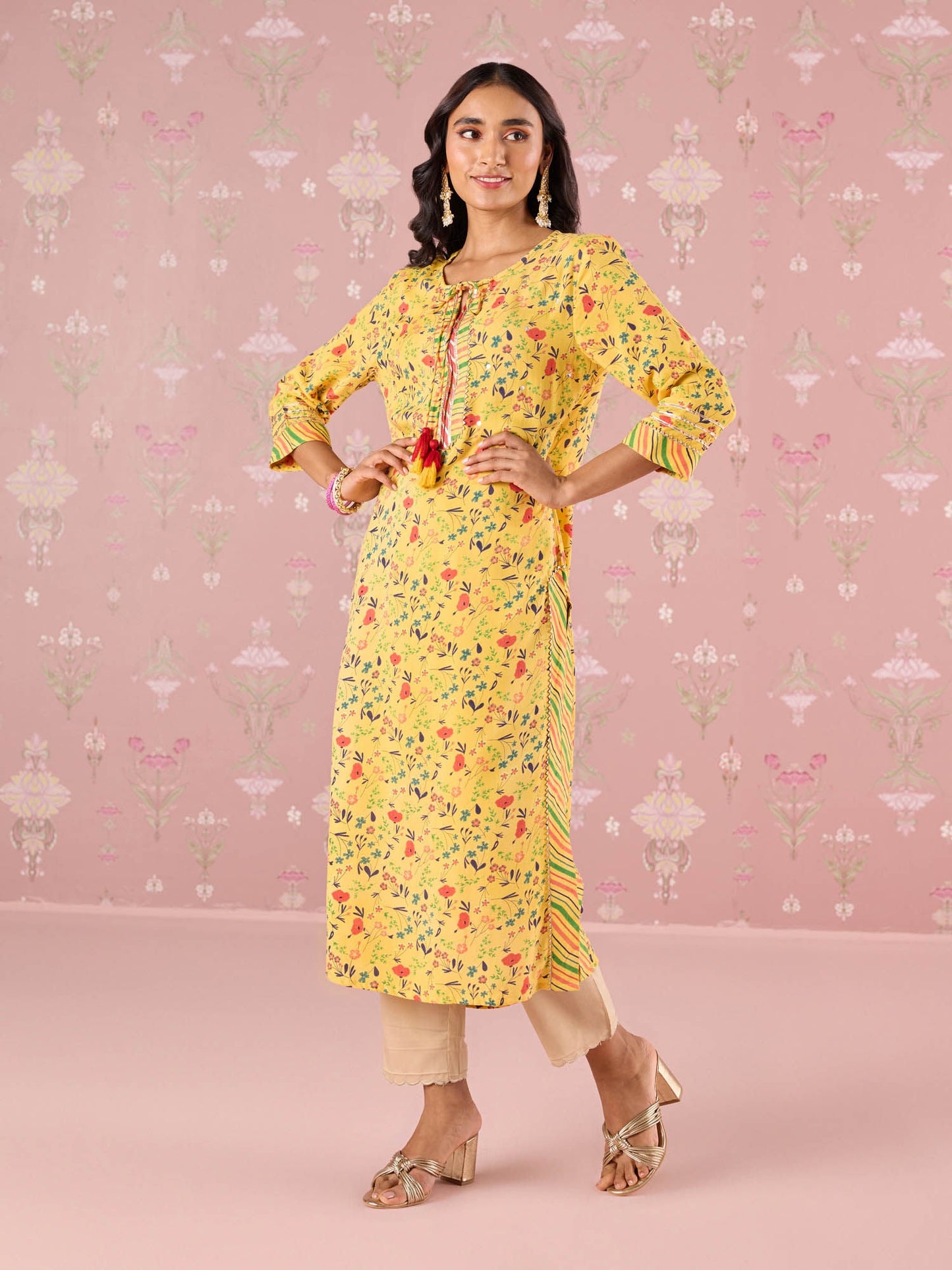 Likha Yellow Garden Groove Embroidered Kurta