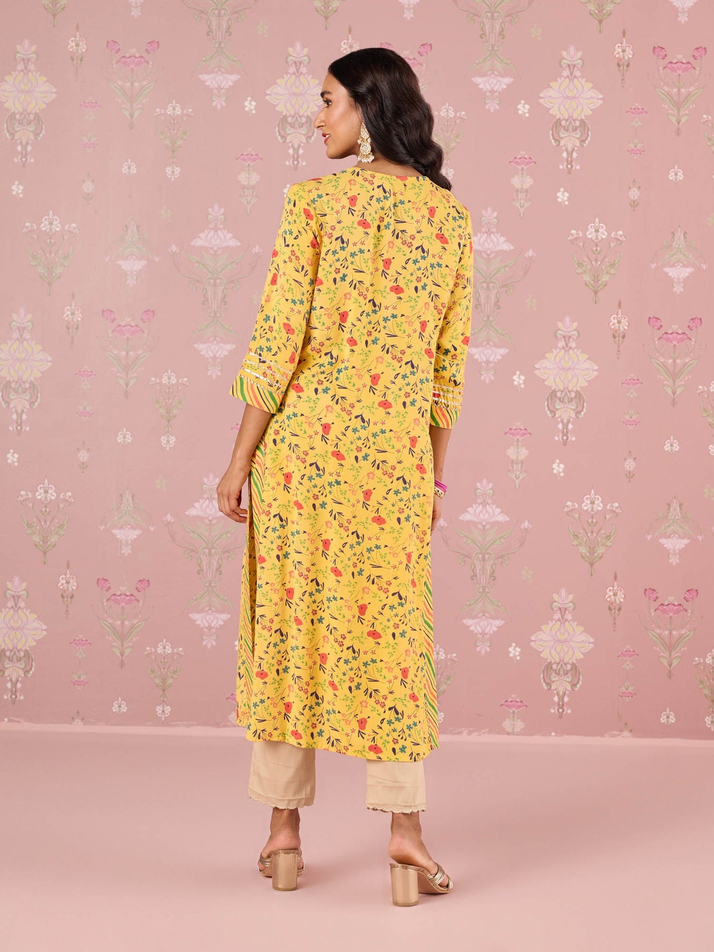 Likha Yellow Garden Groove Embroidered Kurta