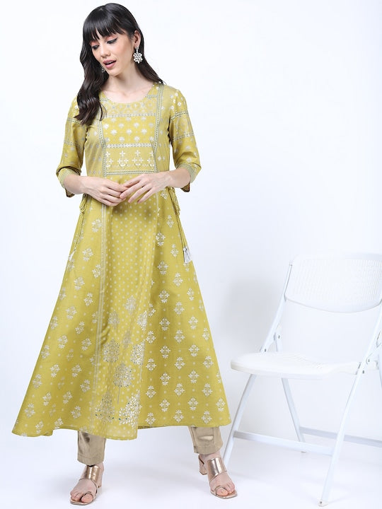 Vishudh Green Ethnic Motifs Printed Kurta