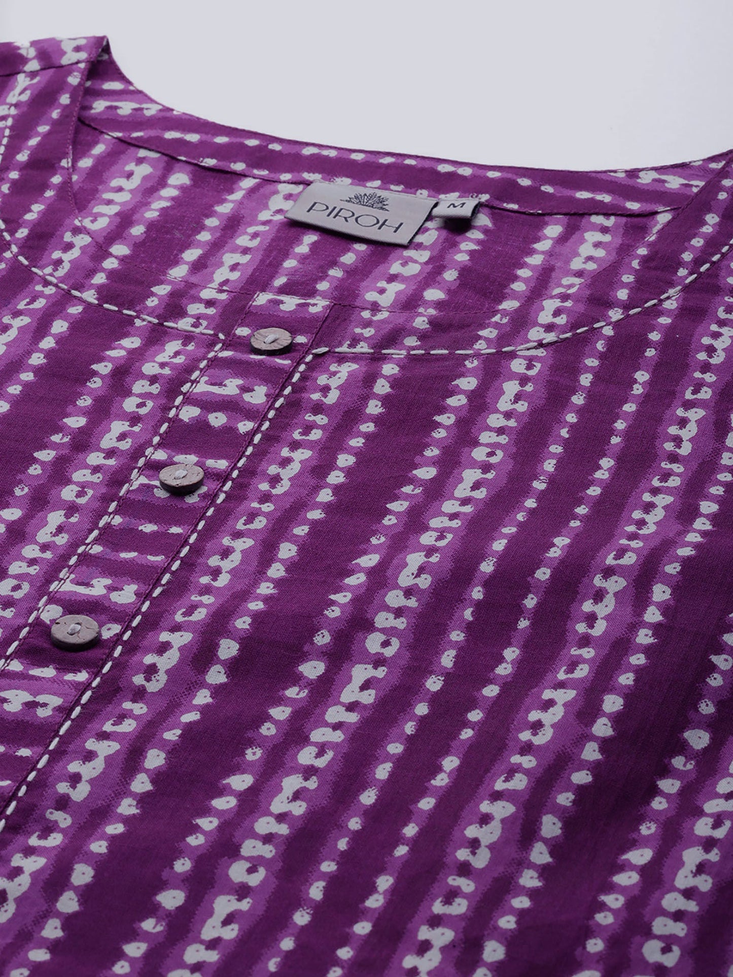 PIROH Womens Cotton Printed Straight Kurta Purple