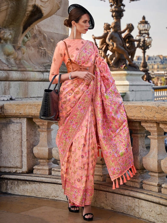 Saree mall Floral Woven Design Organza Banarasi Saree