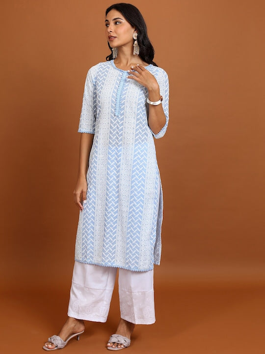 Vishudh Ethnc Motif Embroidered Straight Kurta