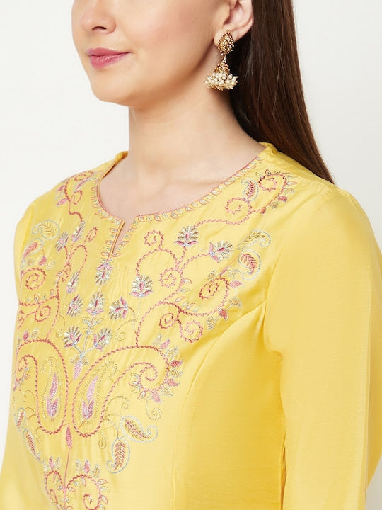 IMARA Paisley Ethnic Motifs Embroidered Regular Kurta with Trousers & Dupatta