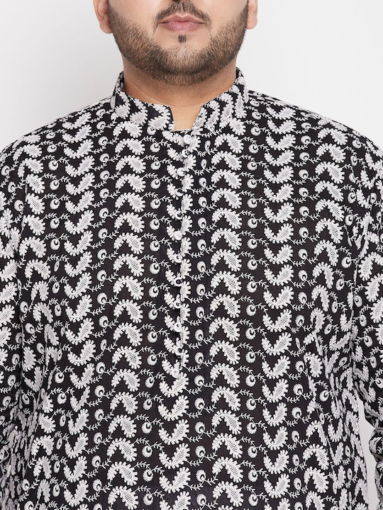 Vastramay Men Plus Size Chikankari Embroidered Pure Cotton Kurta