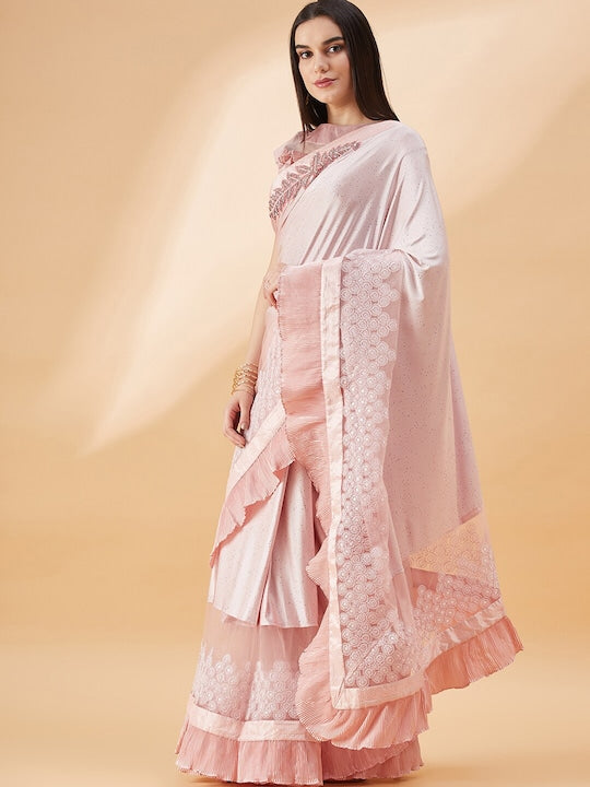 All about you Floral Embroidered Designer Saree