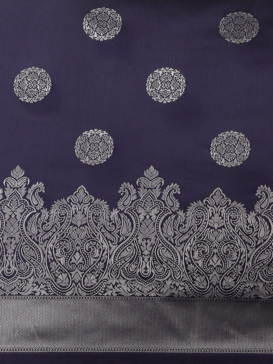 KSUT (House of Varanga) Blue Woven Design Banarasi Silk Saree With Blouse Piece