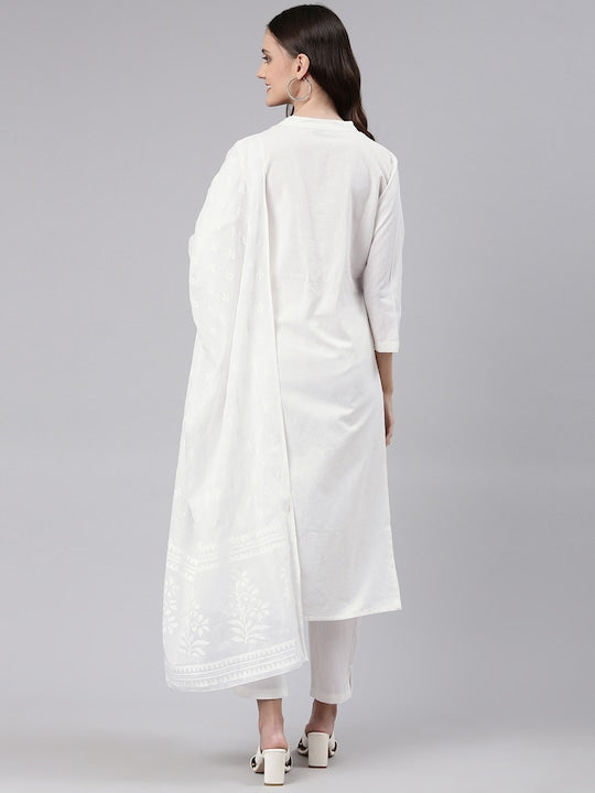 Readiprint Fashions Women Pure Cotton Kurta with Trousers & With Dupatta