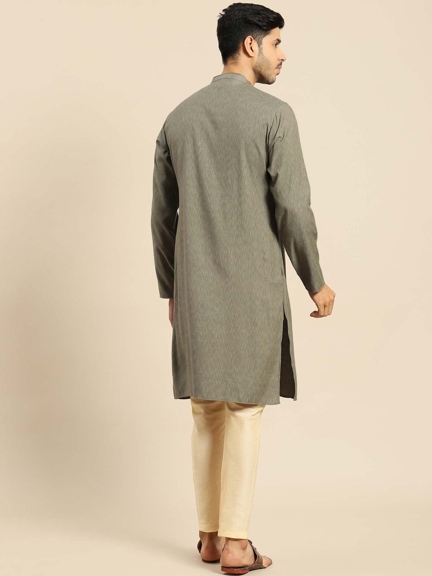 Amodh by Kisah Men Olive Kurta (Set of 2)