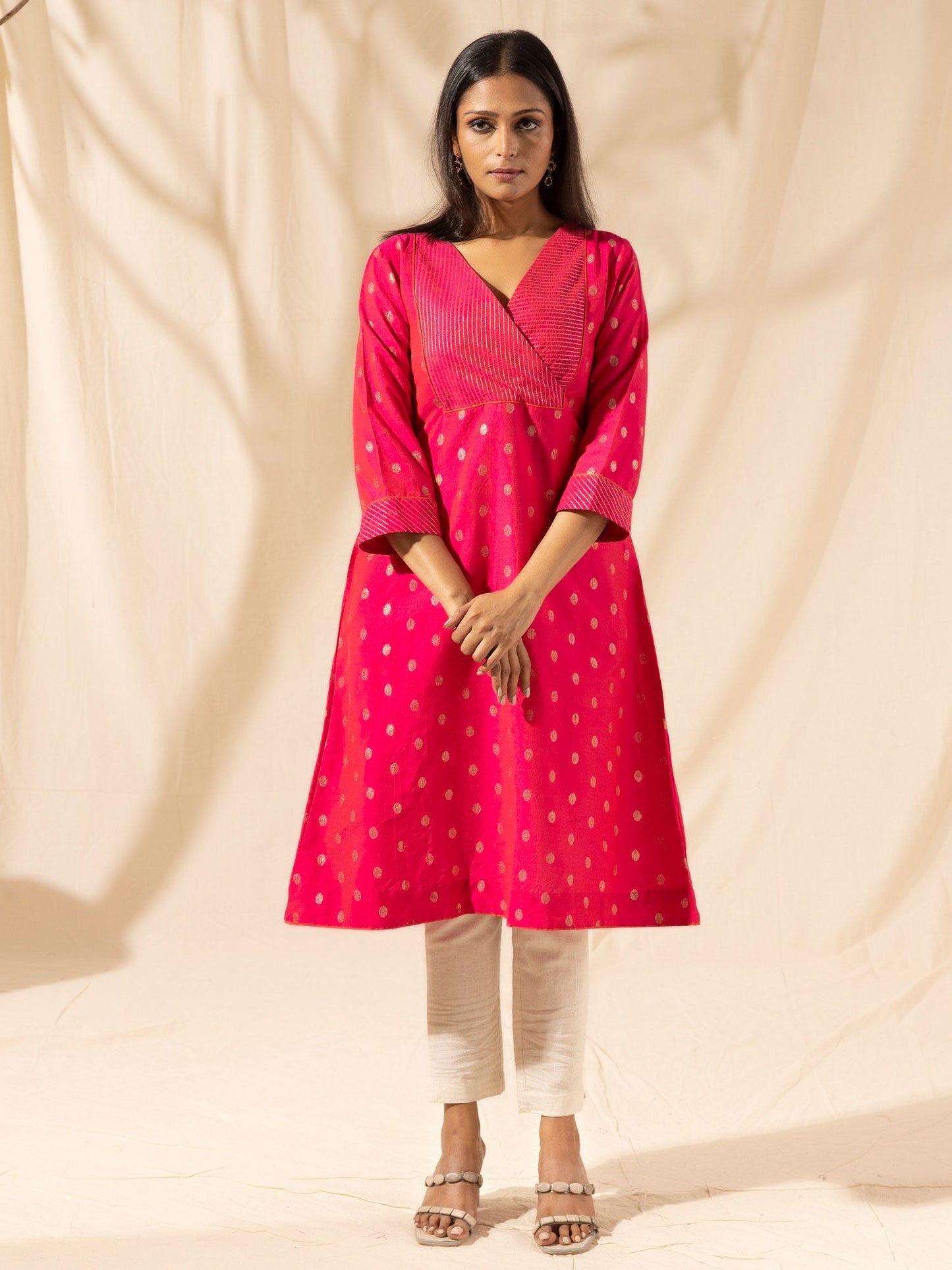 Likha Hot Pink Butti Printed Kurta LIKKUR34