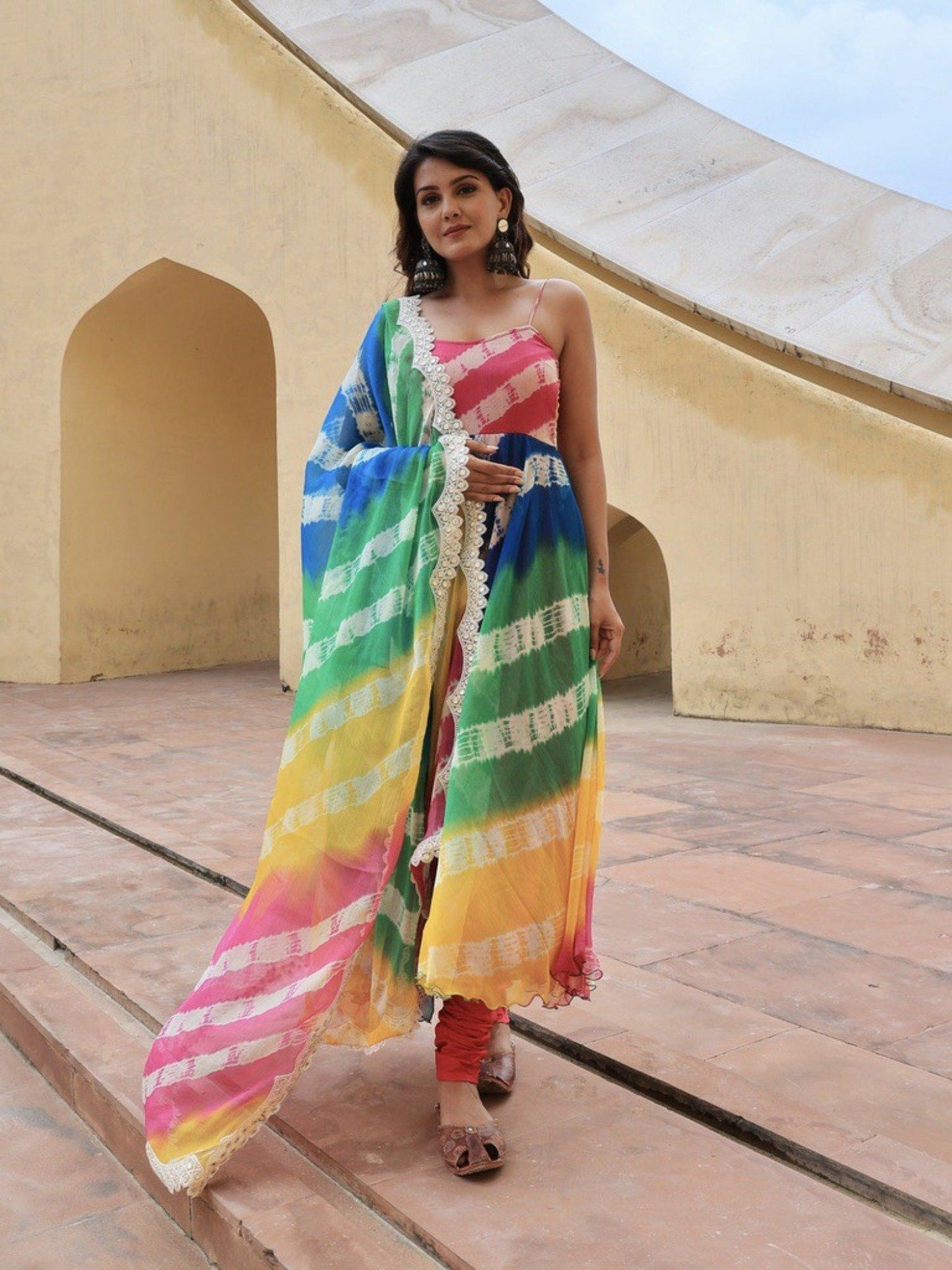 ONEWE INDIA Rimjhim Lehriya (Set of 3)