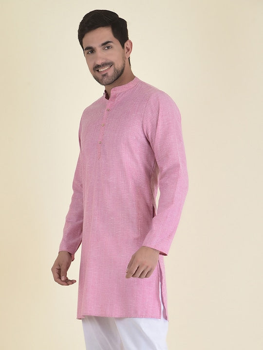 Deyann Men Pink Thread Work Jacquard Kurta