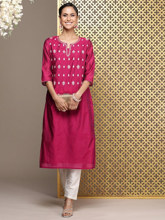 House of Pataudi Yoke Design Sequined Jashn Kurta