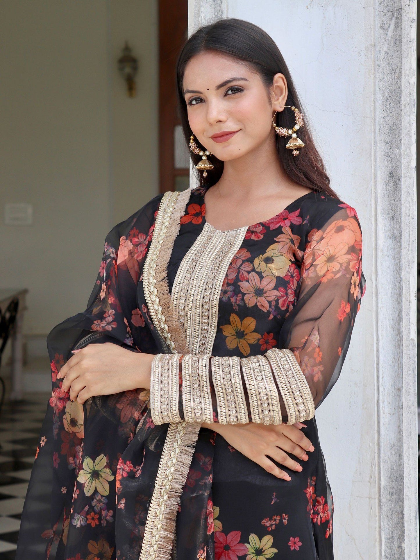 ONEWE INDIA Zareen Suit Set (Set of 3) - Black