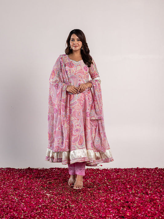 ONEWE INDIA Champa Kurta with Pant & Dupatta (Set of 3)