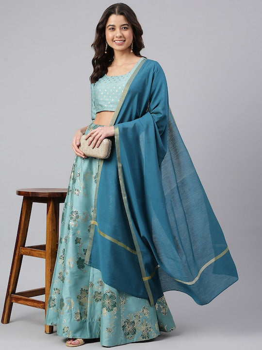Janasya Printed Ready to Wear Lehenga & Blouse With Dupatta