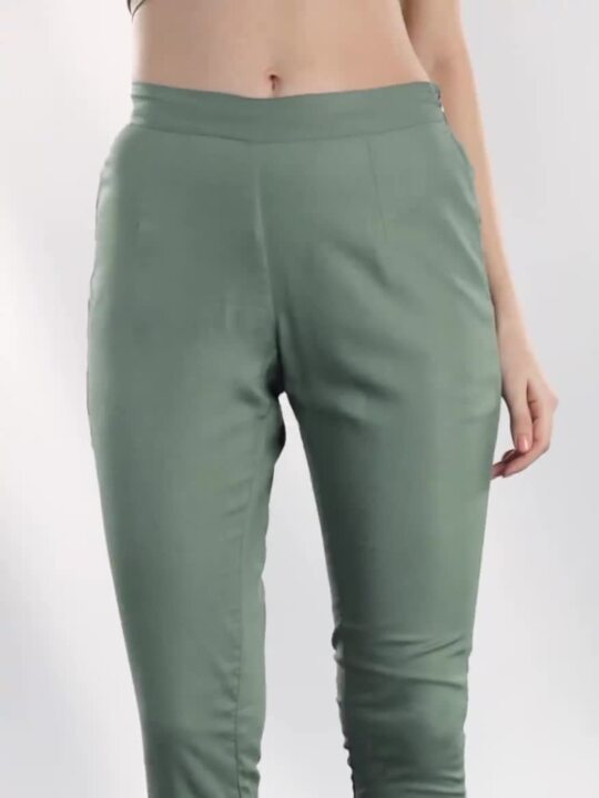 All about you Women Grey & Golden Ethnic Motifs Print Kurta with Trousers