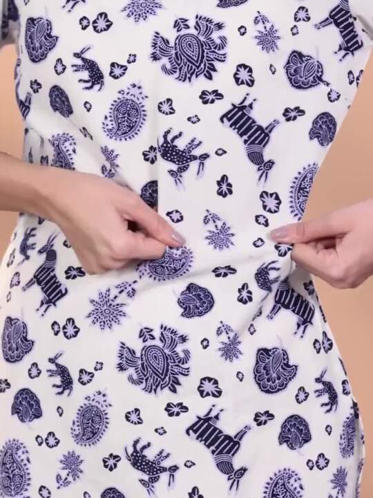 Sangria Ethnic Motifs Printed Puff Sleeves Kurta with Salwar