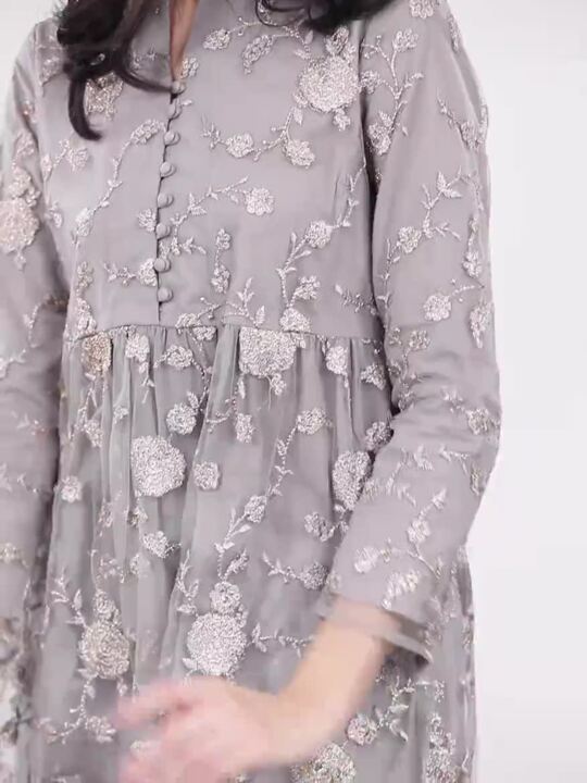 House of Pataudi Women Embroidered Thread Work Floral Anarkali Jashn Kurta