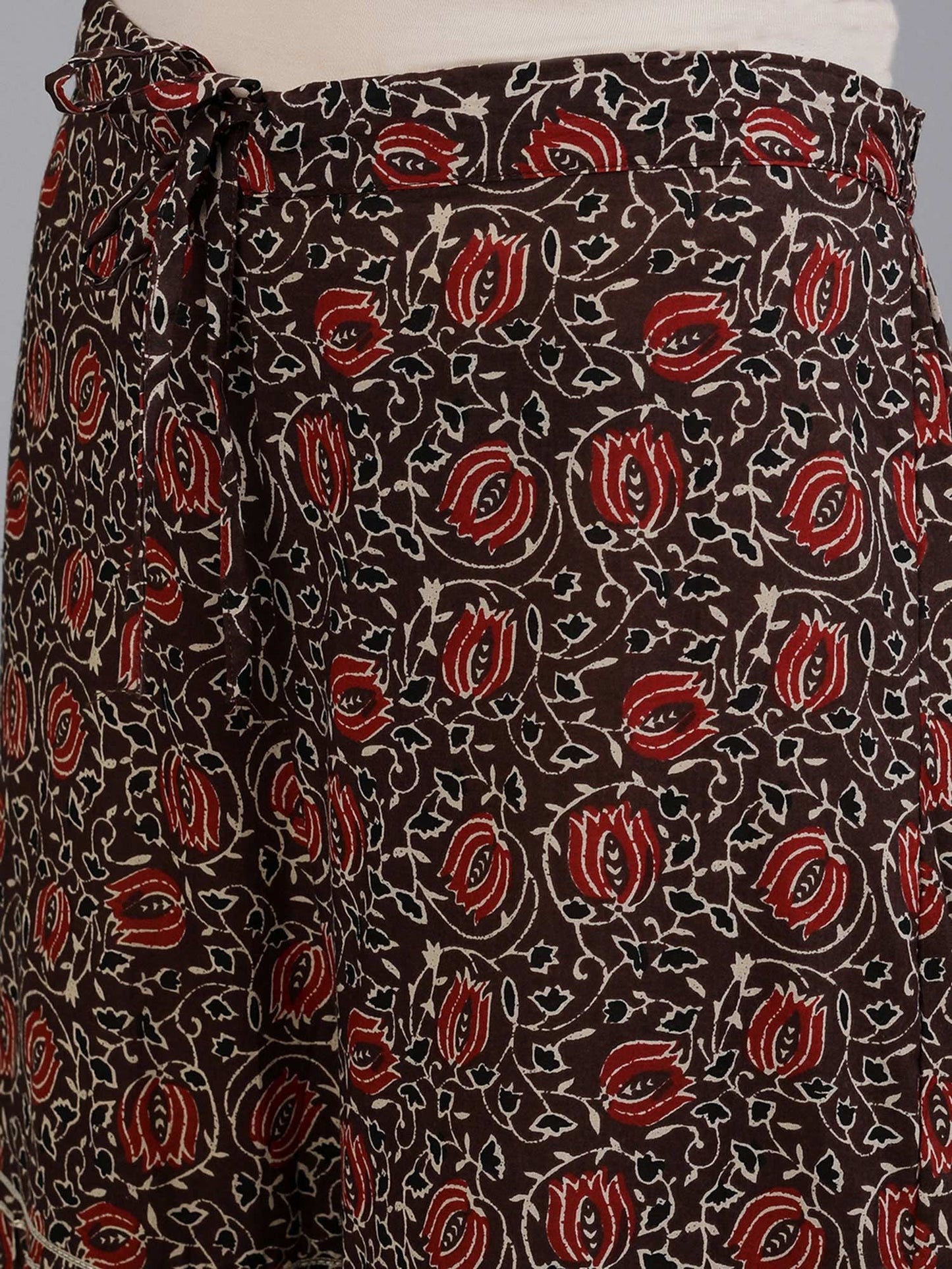 ISHIN Women Cotton Brown Zari Embroidered Peplum Kurta and Sharara with Dupatta (Set of 3)