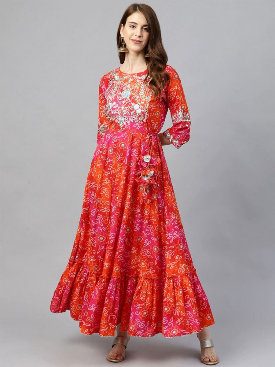 ISHIN Red Embellished Kurta