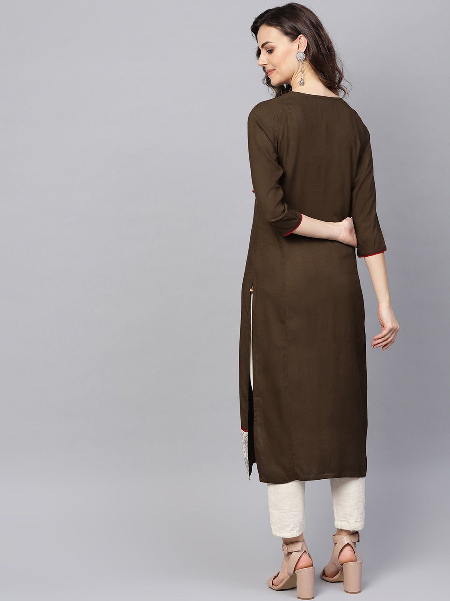 KSUT Brown Printed Kurta