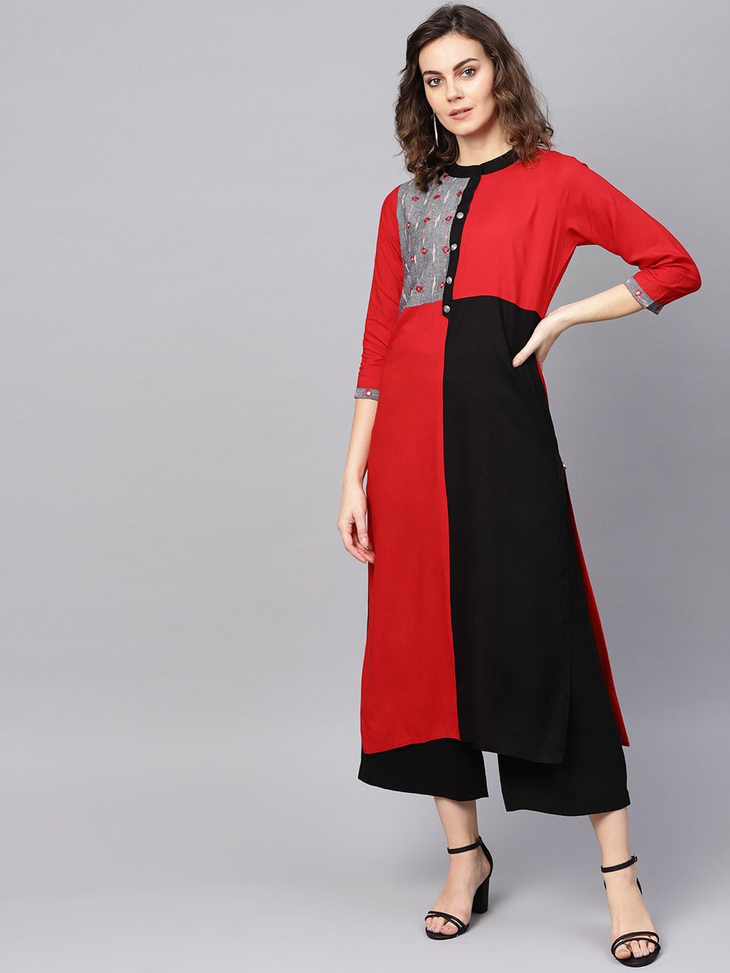KSUT Red Mirror Work Kurta