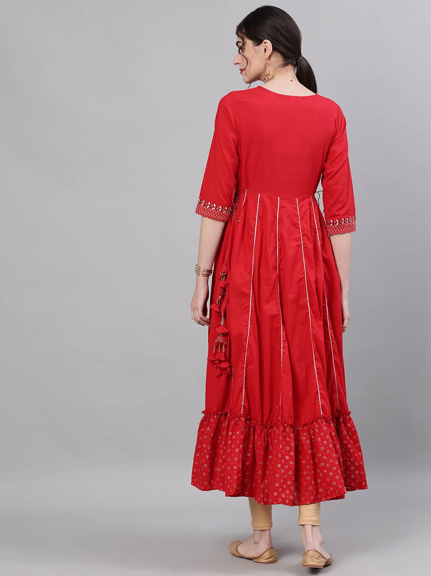 ISHIN Red Embroidered Kurta
