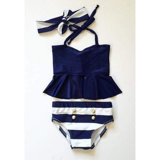Girl's Clothing Blue / 3T Bikini Suit Navy Swimsuit Swimwear Set