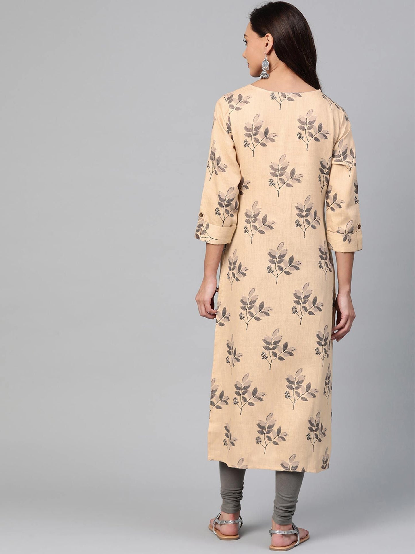 KSUT Beige Printed Straight Kurta