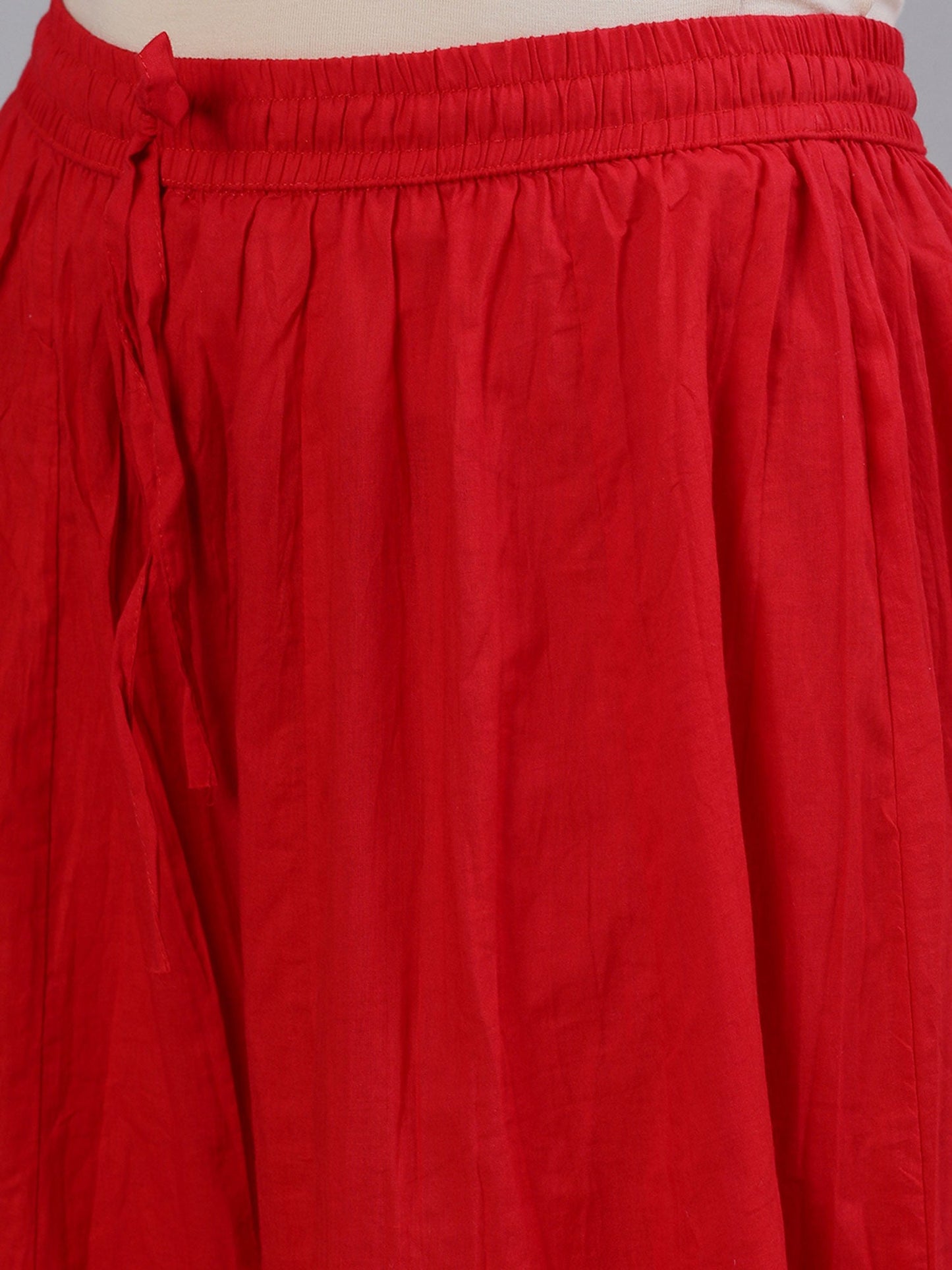 ISHIN Women Cotton Red Bandhani Embroidered Straight Kurta and Sharara with Dupatta (Set of 3)